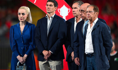 Marta Fascina, Luigi Berlusconi, Franco Baresi, Adriano Galliani e Paolo Berlusconi al Trofeo Silvio Berlusconi 2023 a Monza