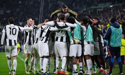 Esultanza dei giocatori della Juventus dopo un gol segnato in casa