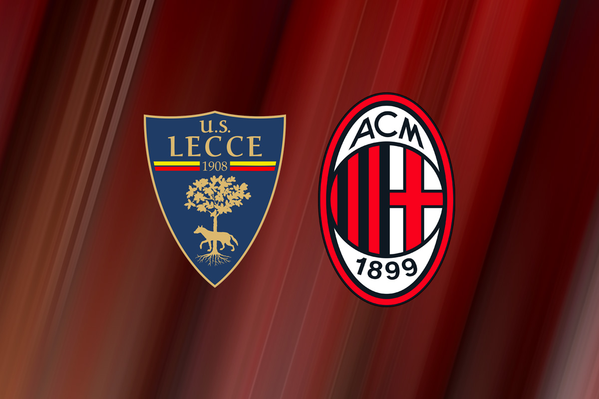 Lecce e Milan, i loghi dei due club avversari in Serie A