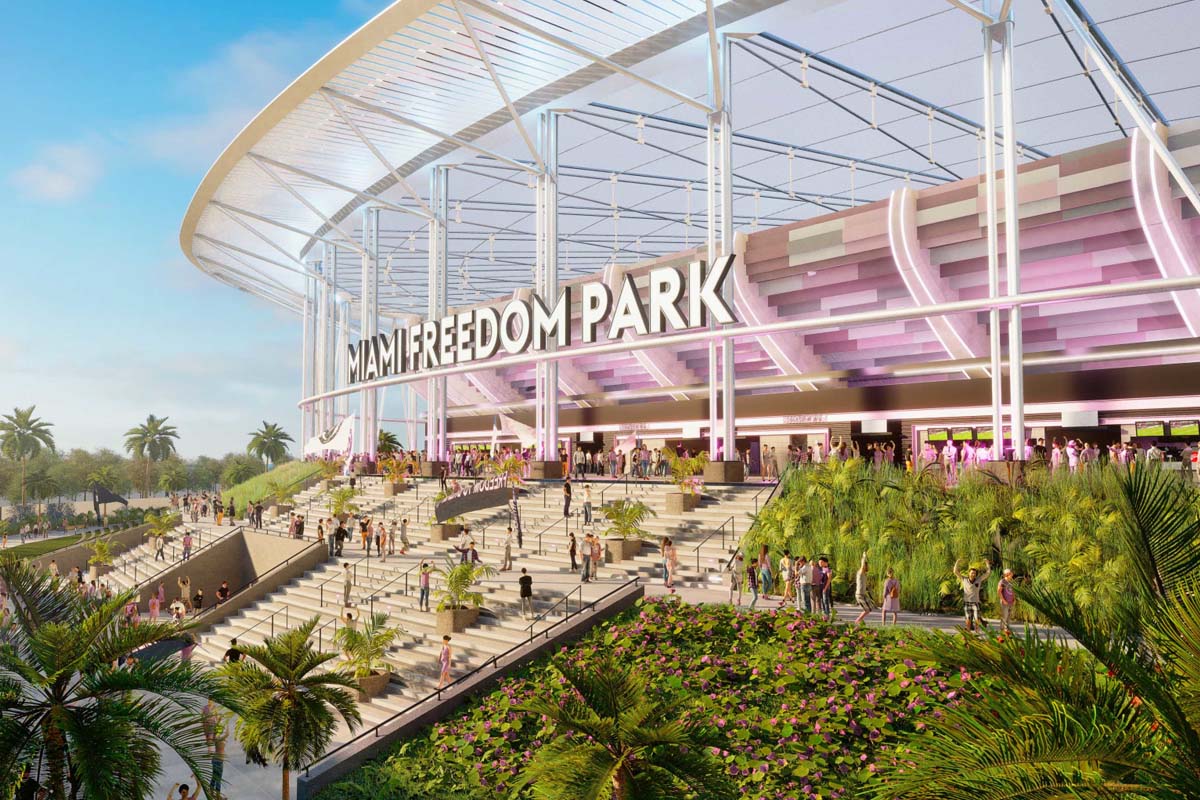 Rendering del Miami Freedom Park, stadio progettato da Manica per Inter Miami