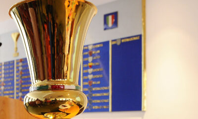 Trofeo della Coppa Italia nella sede della Lega Calcio Serie A