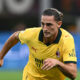 Rabiot al debutto con il Milan in maglia gialla a San Siro nella sfida contro il Bologna.