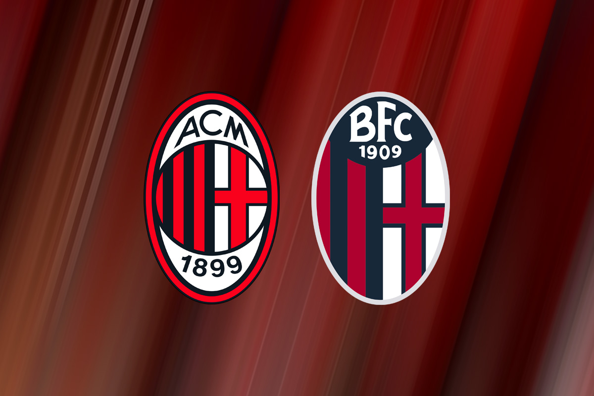 Loghi Milan e Bologna per il match di Serie A al Meazza