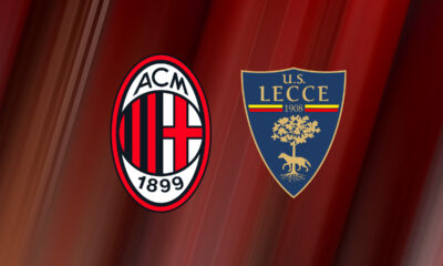 Loghi Milan e Lecce per la gara di Coppa Italia 2025 allo stadio di San Siro