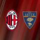 Loghi Milan e Lecce per la gara di Coppa Italia 2025 allo stadio di San Siro