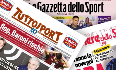 Prime pagine quotidiani sportivi 30 settembre 2025