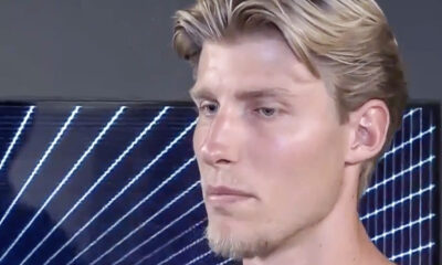 Thomas Kristensen dell’Udinese durante un’intervista a una tv dopo una gara di Serie A