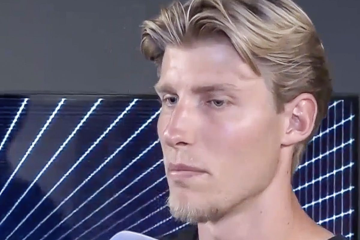 Thomas Kristensen dell’Udinese durante un’intervista a una tv dopo una gara di Serie A
