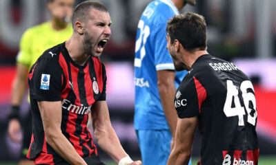 Pavlovic e Gabbia esultano grinta Milan Napoli