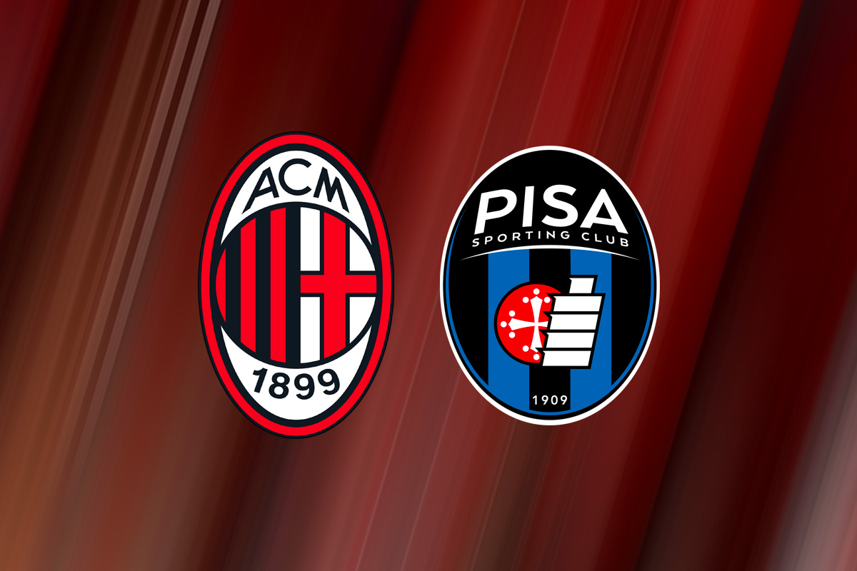 Loghi Milan e Pisa a confronto per il match di Serie A allo stadio San Siro