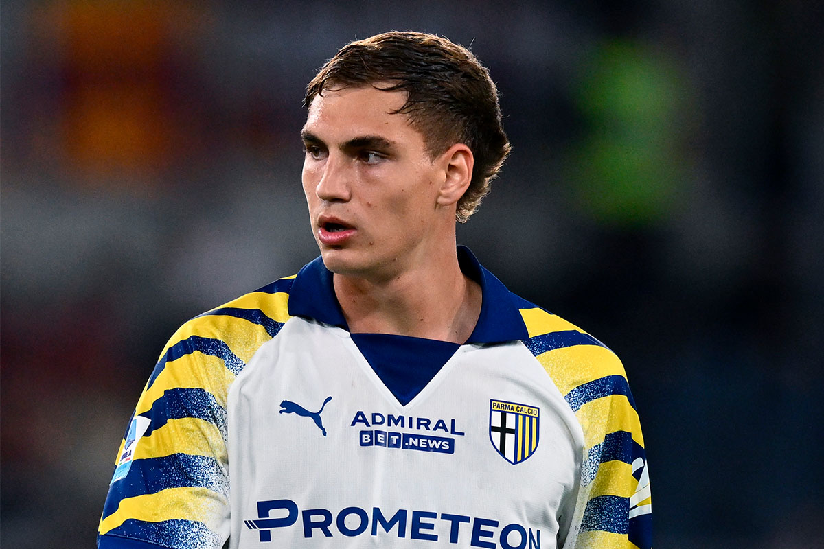 ateo Pellegrino con la maglia del Parma in partita di Serie A